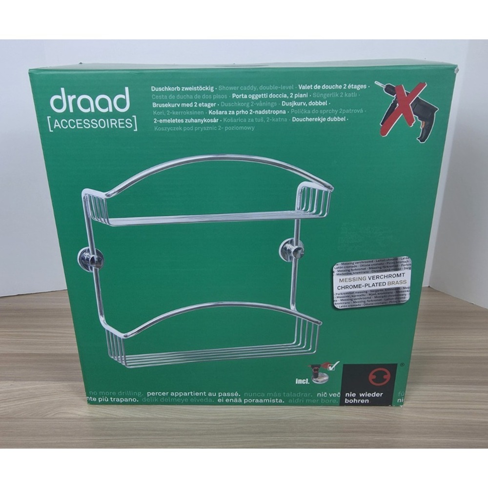 Draad Accessories No Drill Shower Shelves Chrome Plated Brass Two 2 Shelf